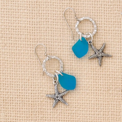 Circle Drop Starfish w/turquoise Earrings